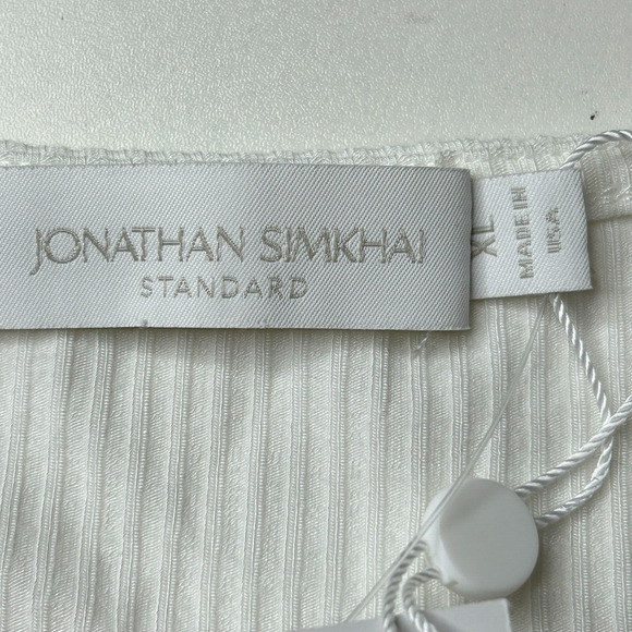 Jonathan Simkhai Dakota Ribbed Cutout Long Sleeves Top White Women's XL NWT - Picture 7 of 8